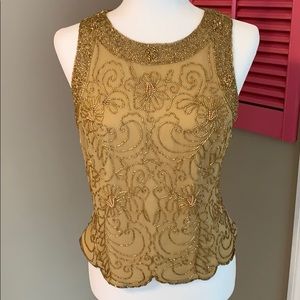 Gorgeous Gold all over beaded top. EUC